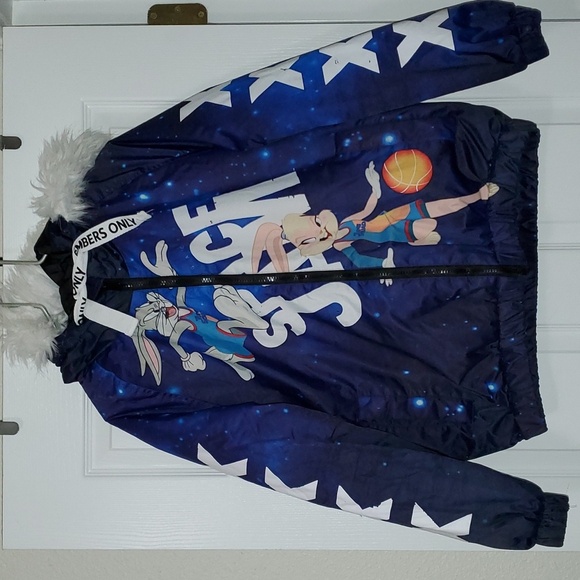 Members Only x Space Jam: A New Legacy Snorkel Bomber Puffer Jacket Size Medium - Picture 16 of 16